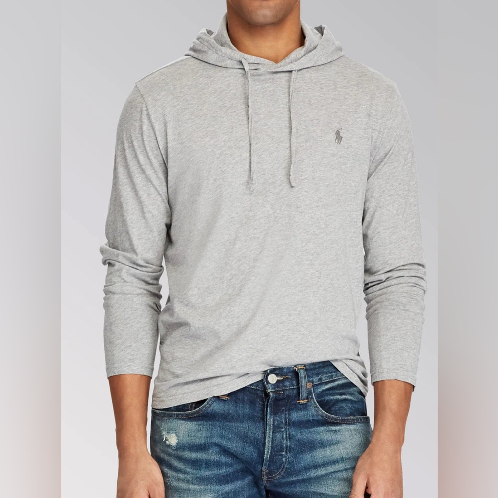 Polo Ralph Lauren Solid Hooded Gray Tee Shirt SZ XXL